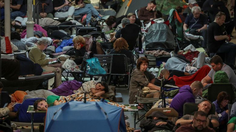 People take shelter inside a metro station during a Russian missile and drone strike in Kyiv, Ukraine, on Thursday,  July 30.