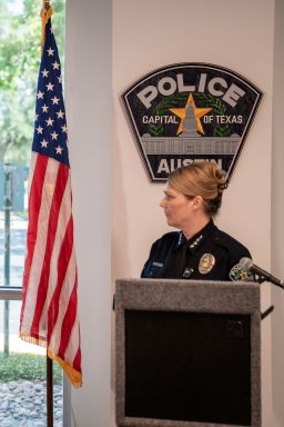 Austin Police Chief Lisa Davis reviews body camera footage on July 24, 2026, of a fatal police shooting she described as a possible "suicide by cop."