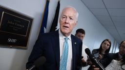 Sen. John Cornyn speaks with reporters after a meeting with Acting Attorney General Todd Blanche, nominee for attorney general, was canceled on Wednesday, July 29.